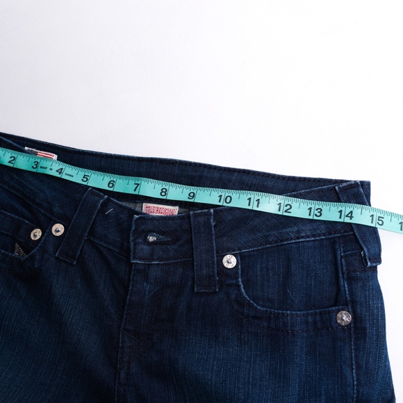 True Religion Tori Dark Wash Denim Embellished Jeans Pockets Size 27 x 30 - Picture 13 of 16